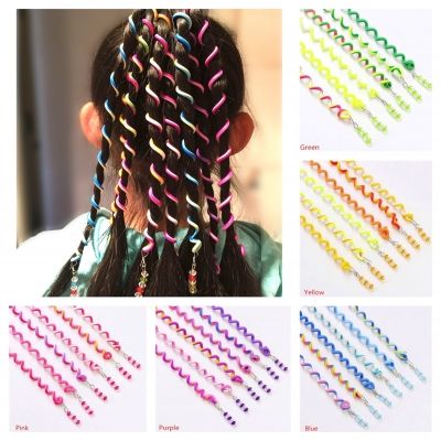 6 Haar Spiralen Flechten Braider Bunt mit Strass Gelb - 1