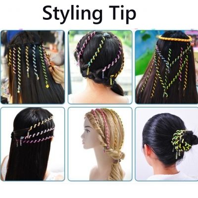 6 Haar Spiralen Flechten Braider Bunt mit Strass Gelb - 3
