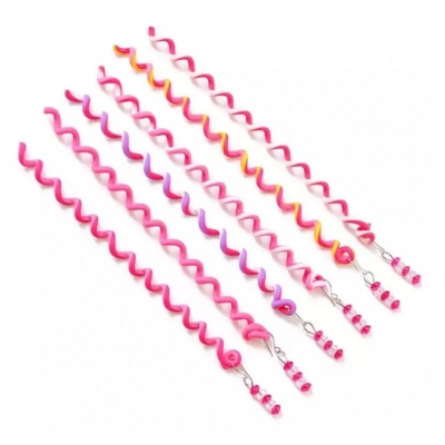 6 Haar Spiralen Flechten Braider Bunt mit Strass Pink - 2