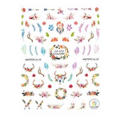 3D Nagel Sticker Nail Art Aufkleber Blumenkranz Geweih Aufkleber New Design - 1