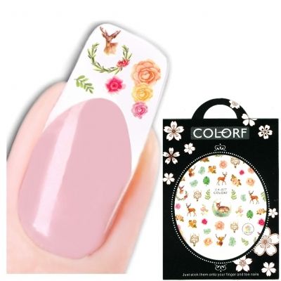 3D Nagel Sticker Nail Art Aufkleber Rose Reh Blumen Aufkleber New Design