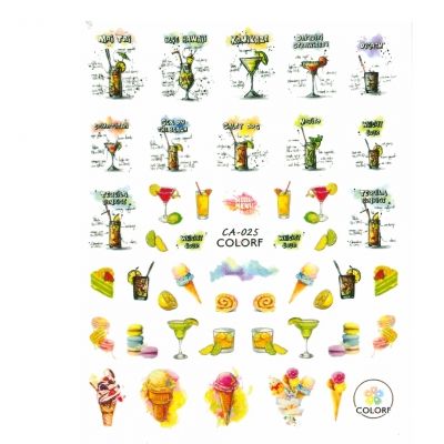 3D Nagel Sticker Nail Art Aufkleber cocktails Eis Zitrone Aufkleber New Design - 1