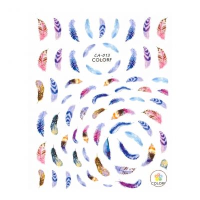 3D Nagel Sticker Nail Art Aufkleber Federn Bunt Aufkleber New Design - 1
