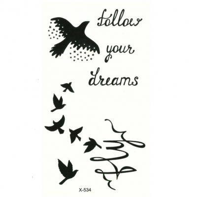 Temporäres Tattoo Vogel follow your dreams Design Temporary Klebetattoo Körperkunst