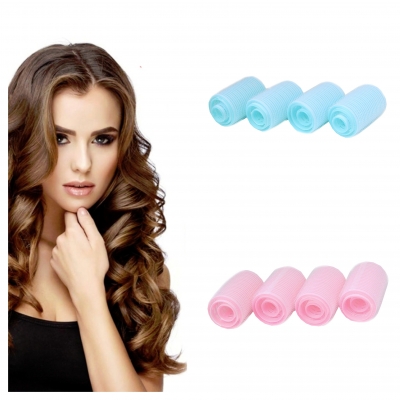 12 Haftwickler Set Lockenwickler DIY Frisurenhilfe Locken Styling Ø 2 cm - 4 cm Rosa - 1