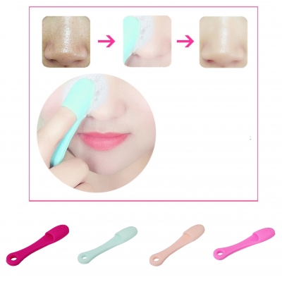 Silikon Gesichtsreiniger Mitesser Entferner Poren Bürste für Finger Rosa - 1