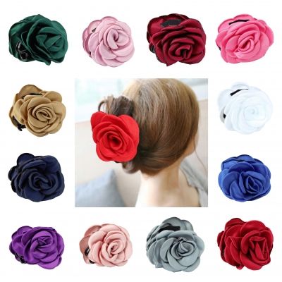 Haarklammer Blüten Rose Haargreifer Krabbe Klammer Pferdeschwanz Clip in der Farbe Pink - 1