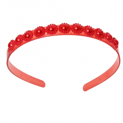 Designer Perlen Blüten Haarreif Haarschmuck Boho Haarreif Rot - 2