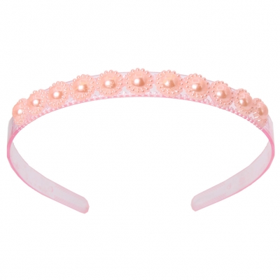 Designer Perlen Blüten Haarreif Haarschmuck Boho Haarreif Altrosa - 2