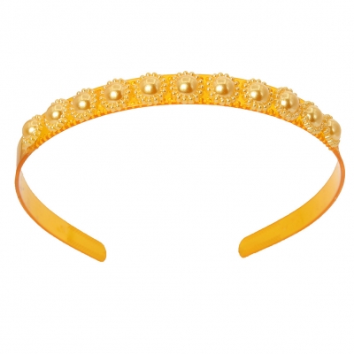 Designer Perlen Blüten Haarreif Haarschmuck Boho Haarreif Gelb - 2