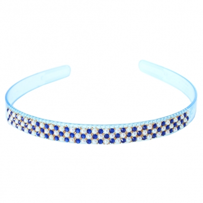 Designer Haarreif mit Strass Perlen Blüten Haarschmuck Boho Haarreif Blau - 2