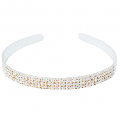 Designer Haarreif mit Strass Perlen Blüten Haarschmuck Boho Haarreif Weiß - 2