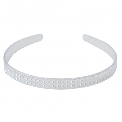 Designer Haarreif mit Strass Perlen Blüten Haarschmuck Boho Haarreif Weiß mit Perlen - 2