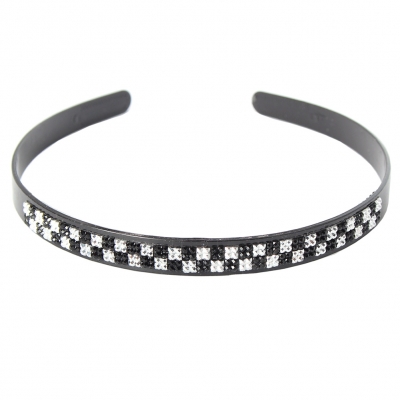 Designer Haarreif mit Strass Karo Haarschmuck Boho Haarreif Schwarz - 2