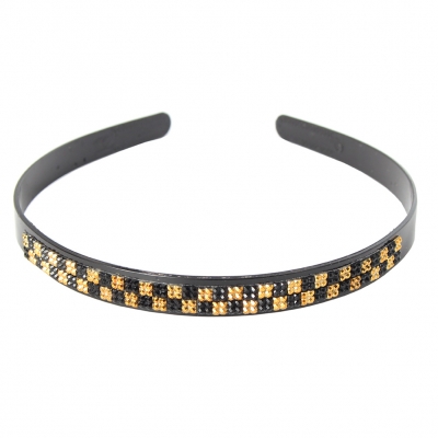 Designer Haarreif mit Strass Karo Haarschmuck Boho Haarreif Gold - 2