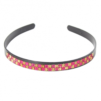 Designer Haarreif mit Strass Karo Haarschmuck Boho Haarreif Rot - 2