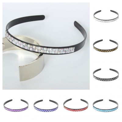 Designer Haarreif mit Strass Karo Haarschmuck Boho Haarreif Blau - 1