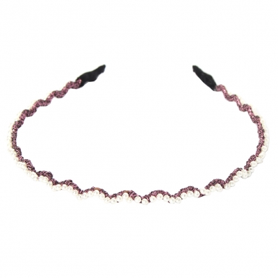 Designer Haarreif mit Perlen Haarschmuck Boho Haarreif Pink - 2