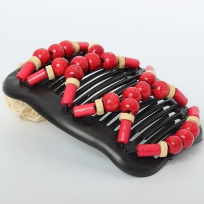 Trend African Hairclip Haarklammer Haarkamm Holzdesign Rot - 3