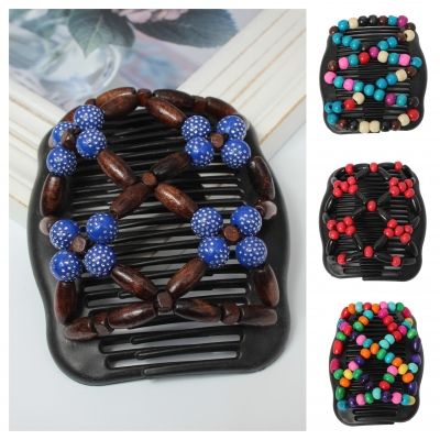 Trend African Hairclip Haarklammer Haarkamm Blüten Holzdesign Blau - 1