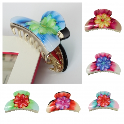 Haarklammer Haargreifer Haarclip  Haarspange Pferdeschwanz Blüten Modell 5 - 1