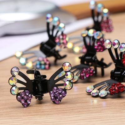3 x Mini Haarklammern in Schmetterling Form mit Strass-Steinen bestückt - 2