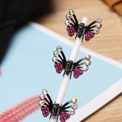 3 x Mini Haarklammern in Schmetterling Form mit Strass-Steinen bestückt - 3