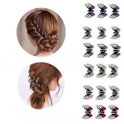 3 x Mini Haarklammern in Schmetterling Form mit Strass-Steinen bestückt Schimmer - 1