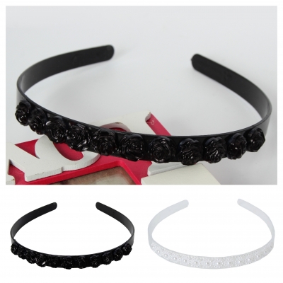 Designer Blüten Haarreif Haarschmuck Boho Haarreif Schwarz - 1