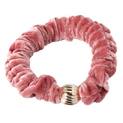 Samt Haargummis Zopf-Halter Scrunchie Velour Altrosa - 2