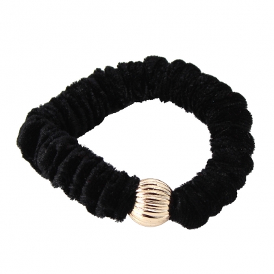 Samt Haargummis Zopf-Halter Scrunchie Velour Schwarz - 2
