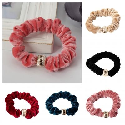 Samt Haargummis Zopf-Halter Scrunchie Velour Türkis - 1