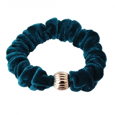 Samt Haargummis Zopf-Halter Scrunchie Velour Türkis - 2
