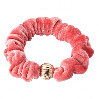 Samt Haargummis Zopf-Halter Scrunchie Velour Rosa - 2