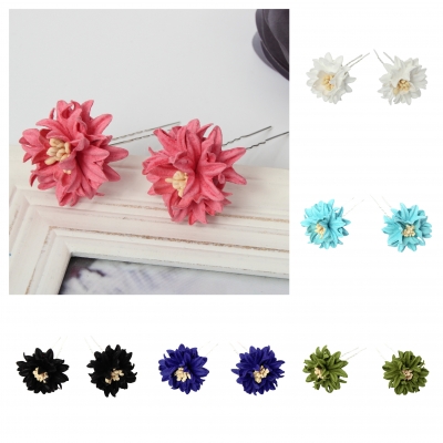 2 Große Blumen Haarnadel Braut Kommunion Hochzeit Hairpin Altrosa - 1