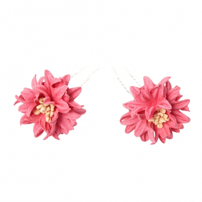 2 Große Blumen Haarnadel Braut Kommunion Hochzeit Hairpin Altrosa - 2