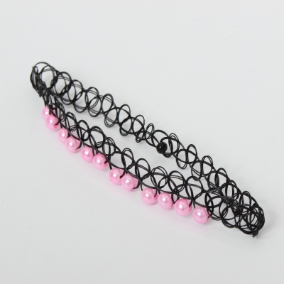 Tattoo Halsband mit Perlen Rosa - 3