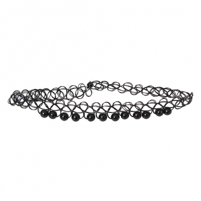 Tattoo Halsband mit Perlen Schwarz - 2