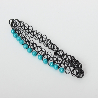 Tattoo Halsband mit Perlen Türkis - 3