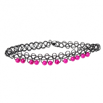 Tattoo Halsband mit Perlen Pink - 2