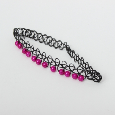 Tattoo Halsband mit Perlen Pink - 3