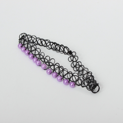 Tattoo Halsband mit Perlen Flieder - 3