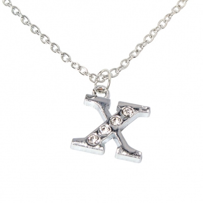 Halskette mit Strass Buchstaben Anhänger Buchstabe Buchstabe X - 2