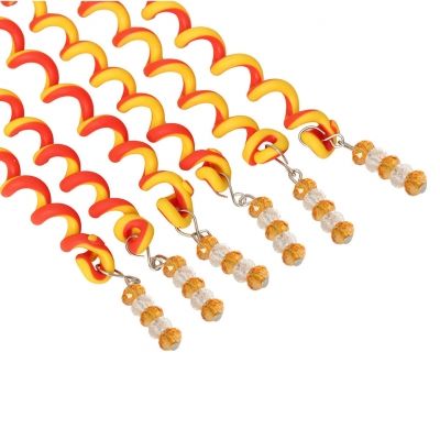 6 Haar Spiralen Bunt Frisurenhilfe Braider Flechten Styling-Zubehör mit Strass Orange - 2