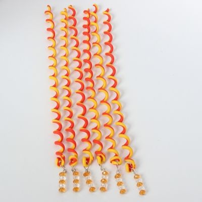 6 Haar Spiralen Bunt Frisurenhilfe Braider Flechten Styling-Zubehör mit Strass Orange - 4