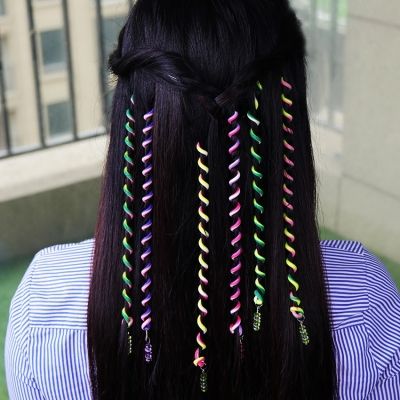 6 Haar Spiralen Bunt Frisurenhilfe Braider Flechten Styling-Zubehör mit Strass Blau - 5