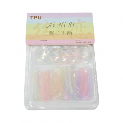 Mini TPU Haargummis Rasta Dreads Zöpfe Transparent Bunt - Transparent Bunt