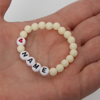 Baby Namensarmband Kinder Geschenkidee Buchstaben Armband Freundschaft Creme - 4