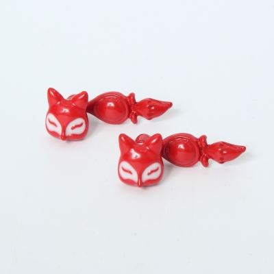 3D Fuchs Fox Eule Bär Ohrstecker Ohrringe Fuchs Rot - 2