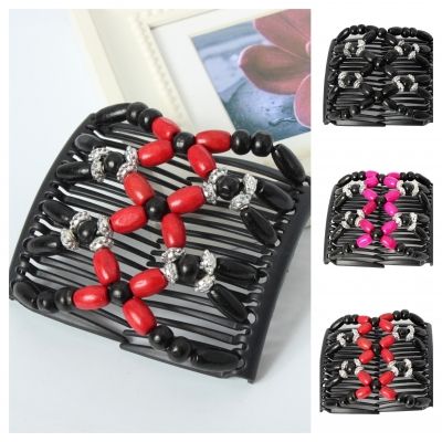 Trend African Hairclip Haarklammer Haarkamm Blüten Holzdesign Pink - 1